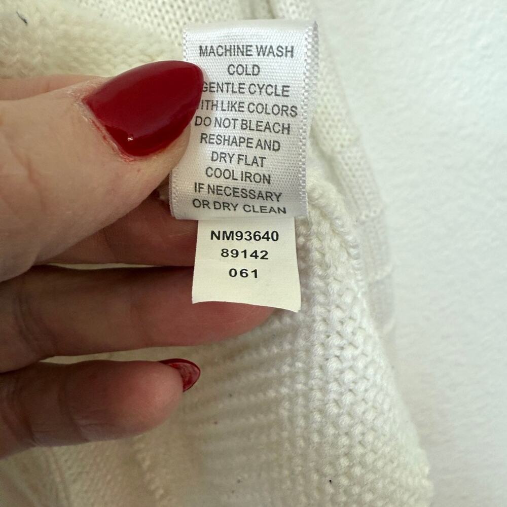 NEIMAN MARCUS Zip Cardigan Sweater White XL Cotton Rayon Cable Knit Elegant - Picture 4 of 5